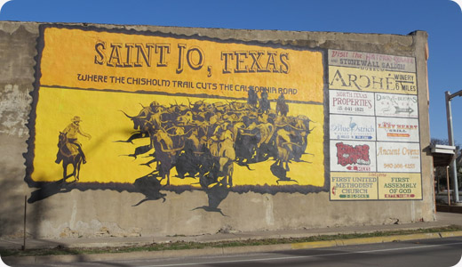 Saint Jo, Texas city sign